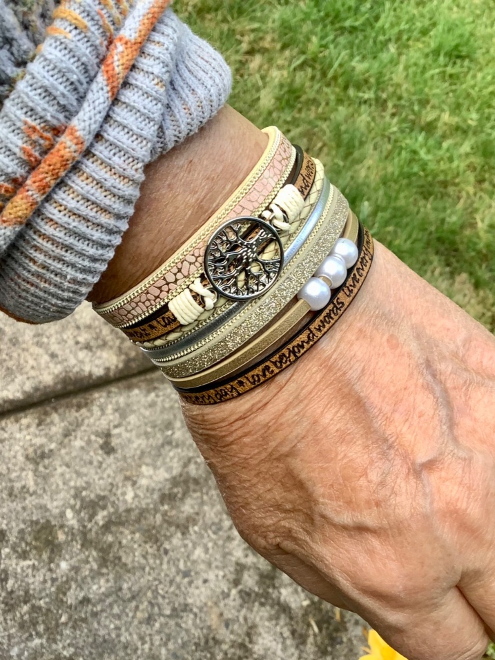 Women’s Multicolor Layered Wrap Bracelet - Gold & Brown